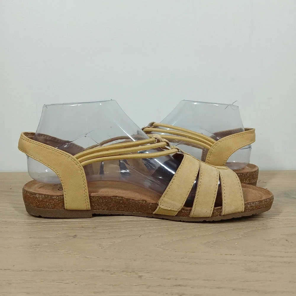 Earth Origins Laney Sandals Women 8 Yellow Jaune Leather Strappy Slingback